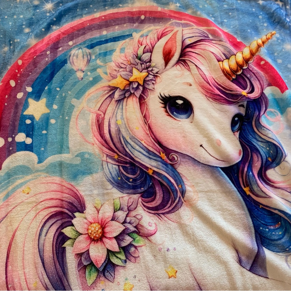Soft Rainbow Unicorn Blanket